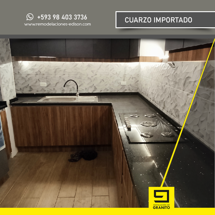 Cocina moderna con Cuarzo Negro Estelar