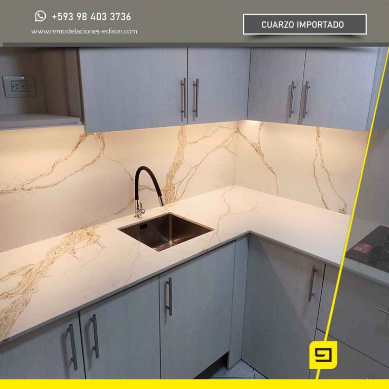 Cuarzo Calacatta Gold - Oro Backsplash