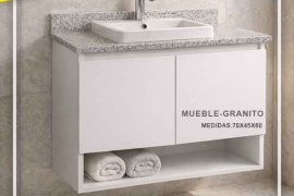 Mueble de Baño melamina color blanco y encimera granito blanco cristal