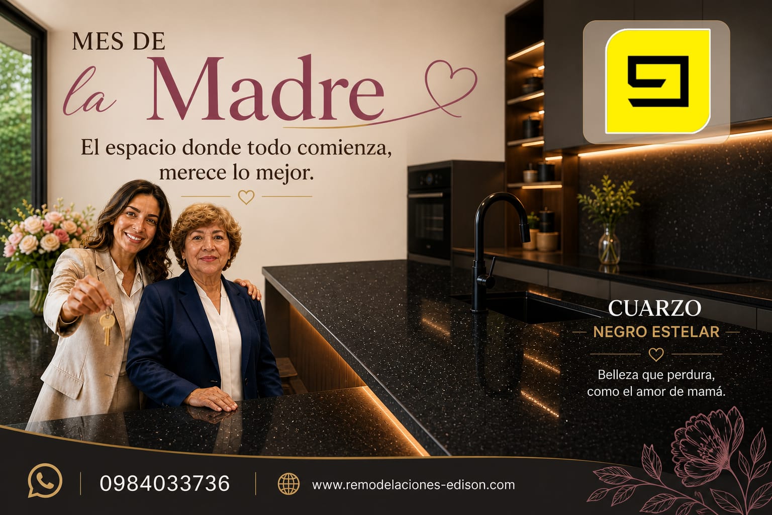 Promoción Día de la Madre Cuarzo Negro Estelar desde 99 dólares el metro lineal en Quito