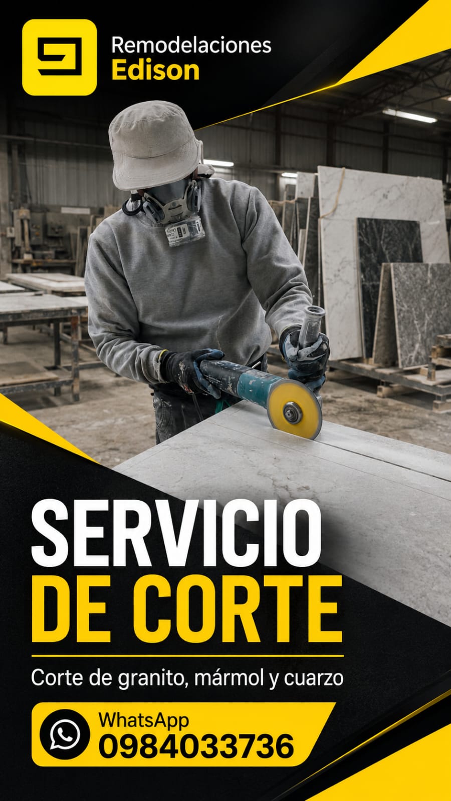 Servicio de perforación de cocina en granito en Quito por Remodelaciones Edison
